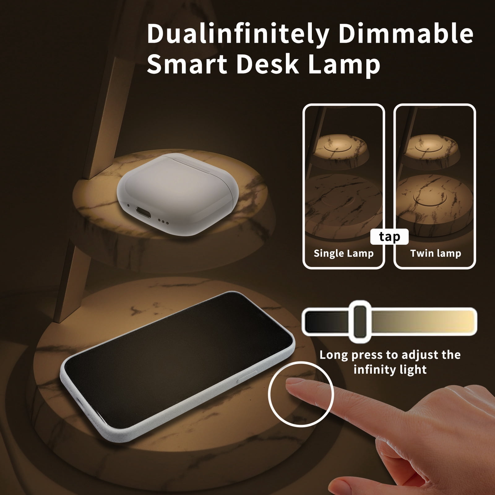 3-in-1 Magnetic Wireless Charger & Desk Lamp, 15W Fast Charging Station for Apple multi-device, Suitable for home bedroom and study