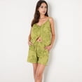 thumbnail image 4 of Women's Printed Sleepwear Set with Button-Front Tank Top and Ruffled Hem Shorts - Small, Green, 4 of 7