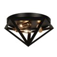 thumbnail image 1 of 3 Light Flush Mount Fixture, Matte Black with Antique Brass Accents, 1 of 1