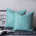 thumbnail image 2 of 16x16 Pillow Covers Set of 2, Teal Blue Striped Square Throw Pillow Covers for Couch/Sofa/Living Room, Farmhouse Stripes Modern Vintage Decorative Soft Pillowcases for Couch Throw Pillows, 2 of 7