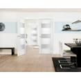 thumbnail image 3 of Solid French Double Doors 84 x 96 inches Opaque Glass / Sete 6003 White Silk / Wood Solid Panel Frame / Closet Bedroom Modern Doors, 3 of 3