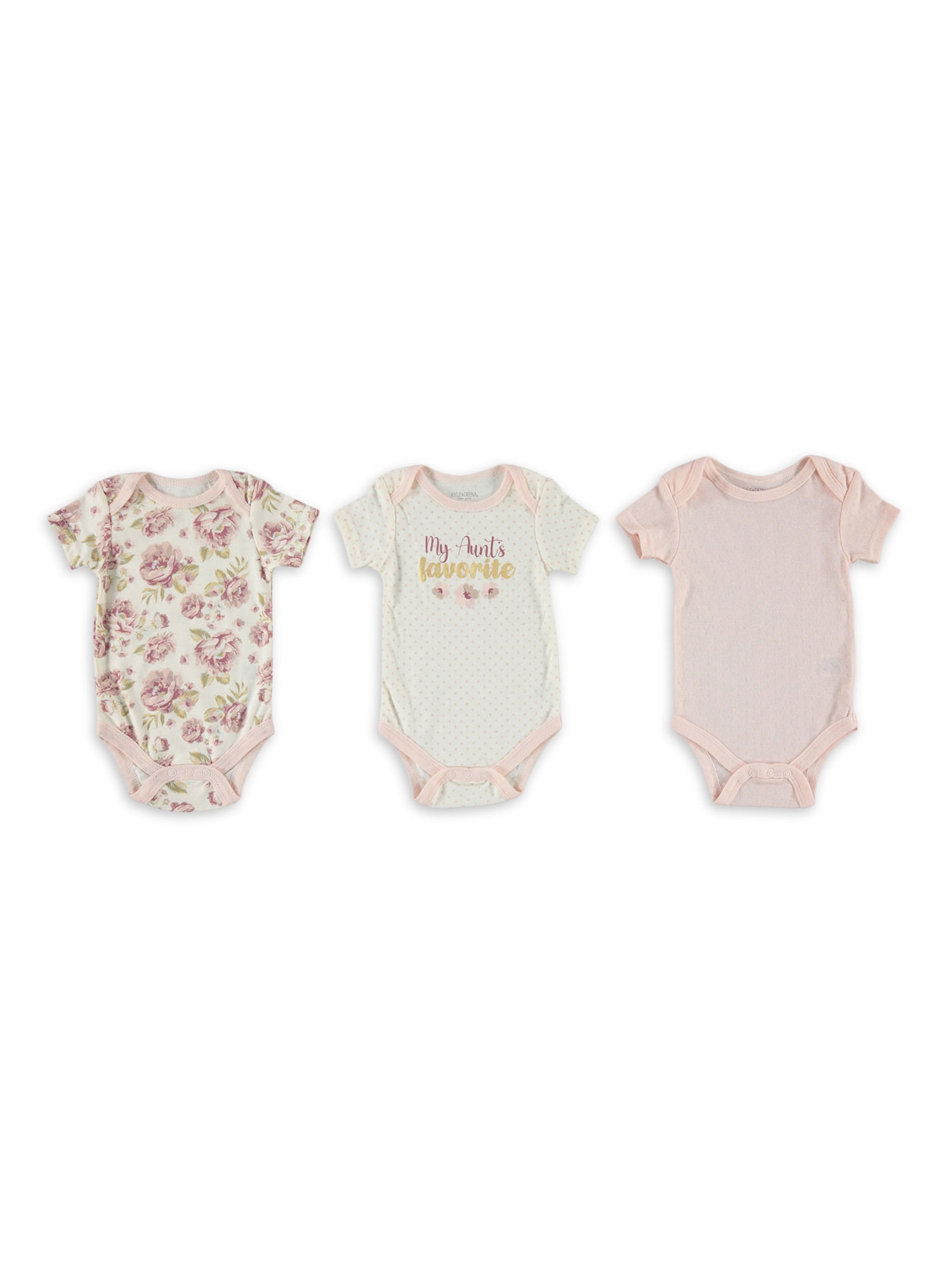 Kyle & Deena Baby Girl Newborn Bodysuit Set, 9 Months, 3-Piece