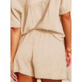 thumbnail image 3 of Weardear Womens Cotton 2 Piece Outfits V Neck Short Sleeve Shirt with High Waist Short Lounge Set, 3 of 4