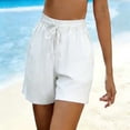thumbnail image 2 of UVEASISHA Linen Shorts for Women Drawstring High Waisted Lightweight Shorts Summer Beach Vacation Short Pants with Pockets White XXL, 2 of 9