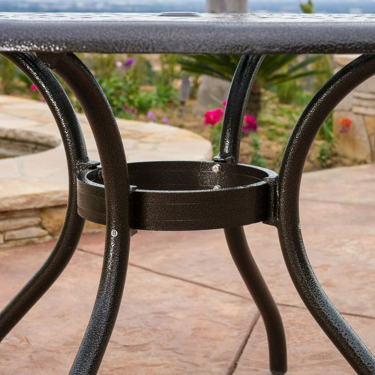 Noble house pittman outdoor aluminum round dining table discount