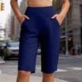 thumbnail image 5 of Tqcoqu Womens Capri Pants High Waisted Straight Leg Yoga Leggings with Pockets Workout Summer Pants,Blue,Women's S-XXXL, 5 of 7