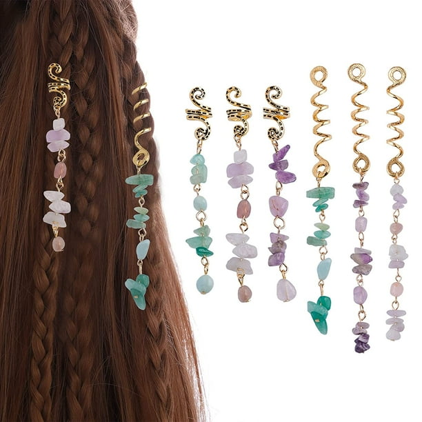 Heytea Colored Heytea atural Stone Pendant Hair Jewelry for Braids