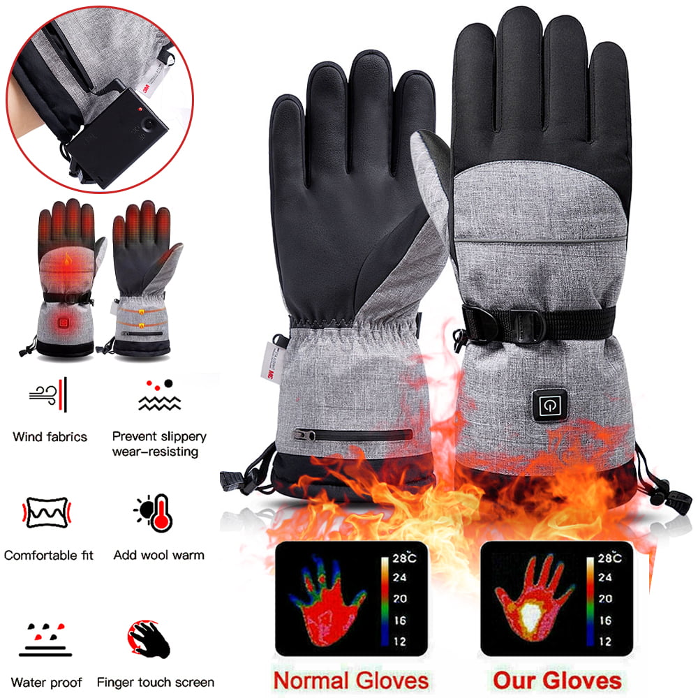 Motorcycle Heated Gloves Touch Screen Winter Warm Waterproof Windproof Outdoor