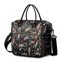 Skeleton Pumpkin Halloween Pattern Womens Lunch Box for Work,Insulated Large Lunch Bag for Tween and Teen,Loncheras Para Mujer,Leakproof Adult Lunch Bag for Work,Beach,Travel,Picnic,Camping