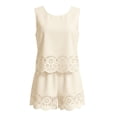 thumbnail image 3 of QGJZVUNL Women's 2 Piece Short Sets Eyelet Tank Tops High Waisted Shorts with Pockets Summer Outfits Size L, 3 of 9