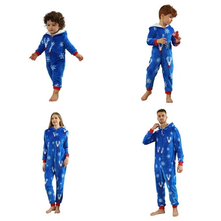 

URMAGIC Christmas Santa Print Jumpsuit Sleepwear Family Christmas Pajamas Matching Sets Holiday Xmas Soft Loungewear