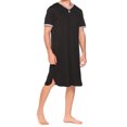 thumbnail image 4 of Men V-neck Long Sleeping Shirt, Solid Color Short Sleeve Split Hem Sleepwear, 4 of 7