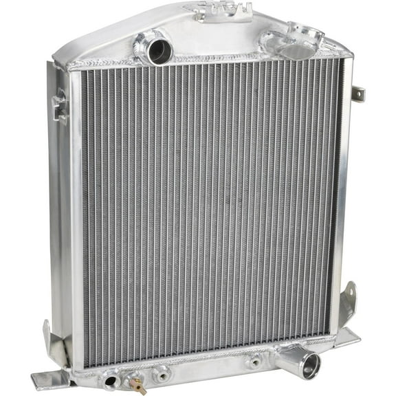 Aluminum Radiator, 4-1/2 Inch Chopped 1932 Lo-Boy Aluminum Radiator, Includes Radiator Brackets