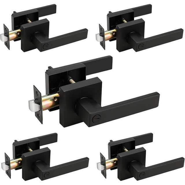 Leviers de Porte Carrés Sans Clé Chromés Poignées de Porte Intérieures Réversibles pour Portes Gauche Droite