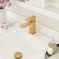 thumbnail image 2 of Ayna Decors Brushed Gold Bathroom Sink Faucet Single Hole, Brass Single Handle Vanity Faucet with Pop Up Drain Stopper and Water Faucet Supply Lines - AFPU30101BG, 2 of 6