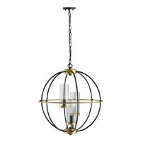 A&B Home Carlos 3-Light Chandelier - 20"Dia. x 22.3"H - Black/Gold