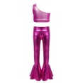 thumbnail image 6 of iiniim Girls Disco Jazz Hip Hop Street Dance Outfits Sequins Ruffle Crop Top with Flared Leggings Pants Set Hot Pink 8, 6 of 7