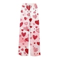 thumbnail image 5 of Women's Fashion Pocket Valentine's Day Print Stretch Adjustable Drawstring Wide Leg Pants, Elastic Waist Holiday Pants, Casual Lounge Wear for Women,Red,XL, 5 of 7