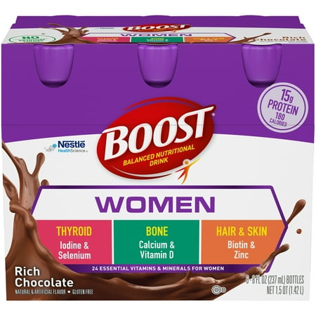 Boost Women Ready to Drink Nutritional Drink, Rich Chocolate, 24 Count (4 - 6 Packs)