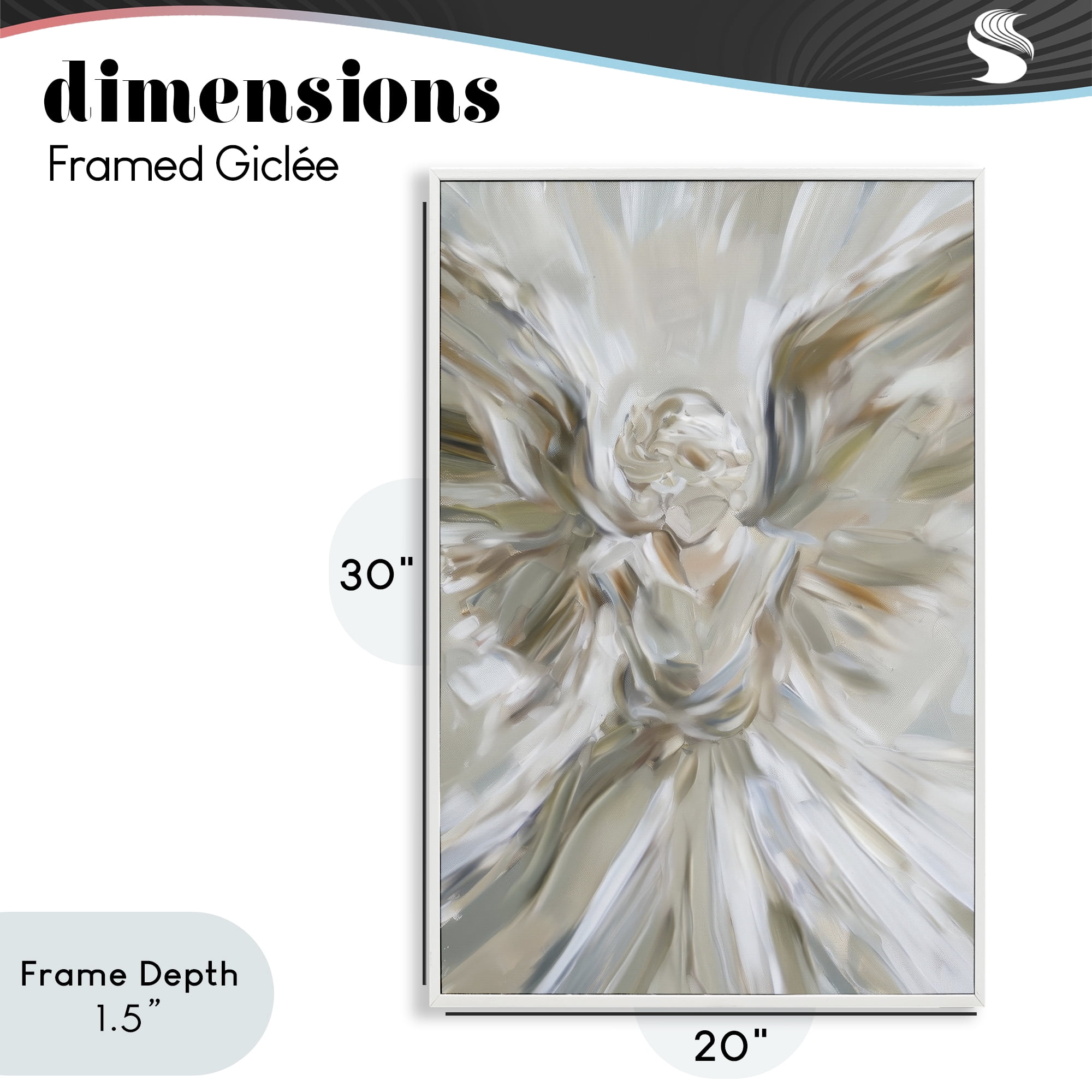 Stupell Industries Serene Angel with Flowing Wings White Framed Giclee Art, design by Petal Prints Design