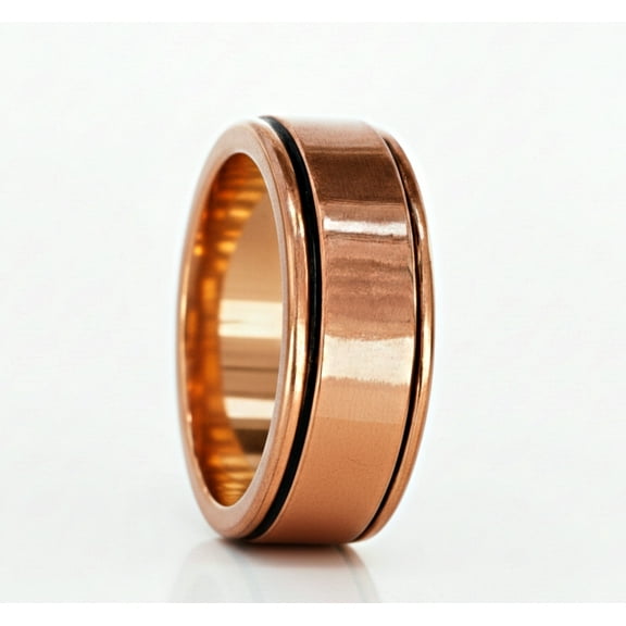 Pure Copper Spinner Ring, Wide Copper Band Ring, Meditation Ring, Anxiety Relief Spinning Band