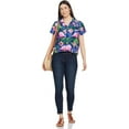 thumbnail image 2 of Stylore Womens Hawaiian Shirt Short Sleeve Blouse Flamingo Navy Blue Pink M, 2 of 7