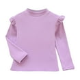 thumbnail image 3 of Tshirts for Girls with Ruffles Purple Long Sleeve T-Shirt Girls Casual Crewneck Basic Tees Fall Tops Tshirt for Girls 4-5 Years, 3 of 3