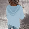 thumbnail image 3 of Hoodie Sweatshirts for Women Casual Solid V Neck Long Sleeves Hooded Sweater Fashion Blouse Tops, 3 of 5