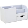 thumbnail image 5 of KINGFOM Wooden Struction Leather Multi-function Desk Stationery Organizer Storage Box Pen/Pencil,Cell phone, Business, 5 of 5