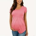 thumbnail image 5 of Ohufall Womens Short Sleeve Maternity Shirts Fashion Casual Pleated Nursing Tee Tops Summer Solid Color Round Neck Breastfeeding Blouses for Pregnant Women, 5 of 6