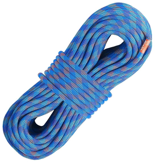 10.2mm Dynamic Climbing Rope, 50M (164ft) Heavy-Duty Climbing Rope – 25KN Strength, Steel Carabiners for Rescue, Rappelling & Survival, Blue