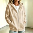 thumbnail image 4 of Guluxicc Fleece Hooded Jackets for Women Drawstring Full Zipper Long Sleeve Solid Athletic Jackets with Pockets for Workout Fall Winter Casual, 4 of 8