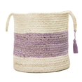 thumbnail image 1 of LR Resources BASKE16077LIC019H Panier de Rangement Décoratif en Jute Rayé avec Poignées - Blanc Cassé - Rond, 1 of 1