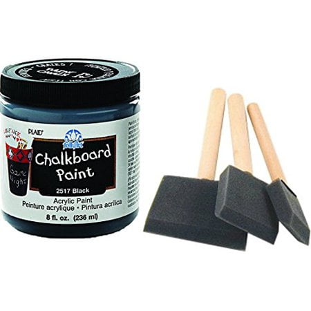 Chalkboard Paint kit - Quality Chalkboard Paint Black, With Three Foam Brushes, Wood Handles, 3 (Best Wood For Chalkboard Paint)