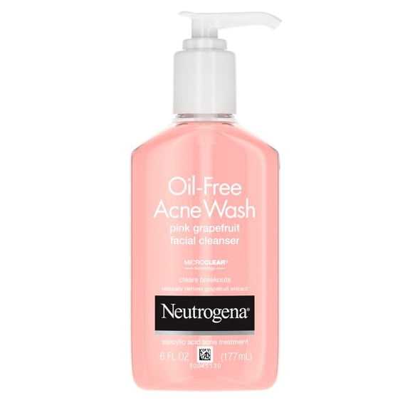 Neutrogena Oil-Free Acne Wash Facial Cleanser, Pink Grapefruit - 6 Oz, 2 Pack