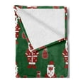 thumbnail image 2 of Geometric Soft Flannel Fleece Throw Blanket, Santa Claus Holding Present Bag on Vibrant Background Happiness, Cozy Plush for Indoor and Outdoor Use, 50" x 70", Green Ruby White, by Ambesonne, 2 of 5