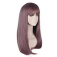 thumbnail image 2 of Long Straight Wig With Bangs 24” Wigs for Women Synthetic Heat Resistant Fiber Natural Looking Daily Party Cosplay Wig (Pink), 2 of 5