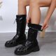 thumbnail image 1 of Teissuly Long Boots Women's New Winter But Knee British Style Knight Boots High Warm Mid-calf Boots Knight Boots Water Proof Plush Leather Boots Teissuly WER202311014170, 1 of 6