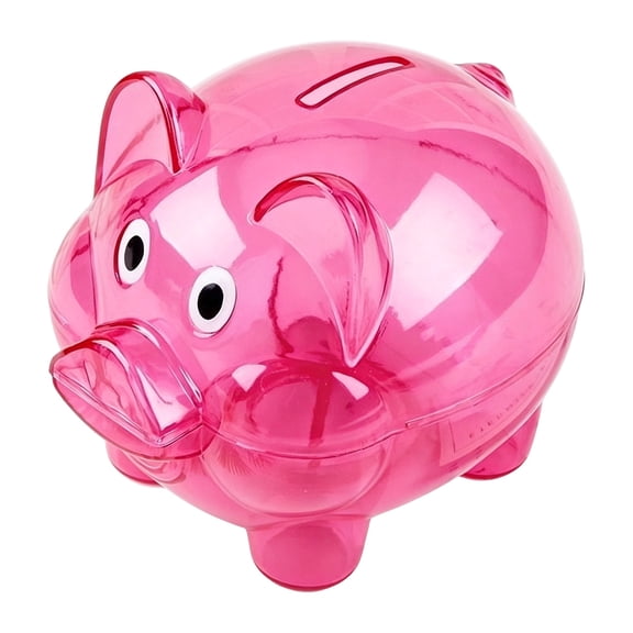 Primegos Unbreakable Plastic Piggy Bank for Kids, Transparent Pig Shape Cash Coin Bank, Money Saving Jar Box for Nursery Bedroom Decor