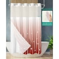 thumbnail image 3 of No Hook Shower Curtains, Retro Flower Small Shower Curtains with Snap in Liner, Geometric Stripes Gradient Tree Leaf Waterproof Washable Fabric Bathroom Shower Curtain Sets, 36" x 72", 3 of 7