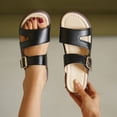 thumbnail image 4 of HomeDM Women's Wedge Sandals Summer Flatform Comfort Plantar Slip On Sandals for Beach Travel, Black Size 5.5, 4 of 8