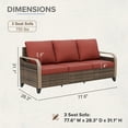 thumbnail image 4 of COOS BAY Patio Outdoor Brown Wicker Rattan 3-Seat Sofa with Red Cushions for Yard Porch Pool, 4 of 10