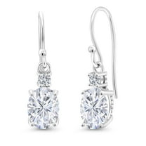 Gem Stone King 3.13 Cttw 10K White Gold IGI Certified Lab Grown Diamond Dangle Earrings | Oval Cut Diamonds 3 Ct | E-F Color | VS1-VS2 Clarity | Gold Earrings for Women
