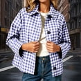 thumbnail image 6 of cocolona Classic Plaid Jacket for Women LightWeight Lapel Button Down Long Sleeve Coat Casual Fall Trendy Outerwear, 6 of 6