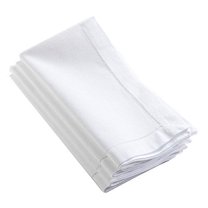 Fennco Styles Handmade Basic Hemstitch Linen-Cotton Napkins - 4 Pack (20-inch x 20-inch, White)