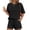 129#Black, variant on Womens 2 Piece Sets Ribbed Textured Casual Short Sleeve Shirts Shorts Two Piece Lounge Matching Set Black L