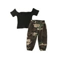 thumbnail image 6 of Toddler Kids Girls 2Pcs Clothes Suit Summer Boat-Neck Tops Camouflage Pants, 6 of 9