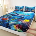 thumbnail image 5 of Manfei Colorful Underwater Sea Turtle Full Size Sheets for Kids Boys and Girls, Ocean Marine Life Print Bed Sheets 4 Pieces, 1 Flat Sheet, 1 Fitted Sheet and 2 Pillowcases, 5 of 6
