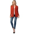 thumbnail image 3 of Cielo 1985 Women's Open Long Cardigan Sweater with Pockets - By The Simply Fashion Rust S, 3 of 7