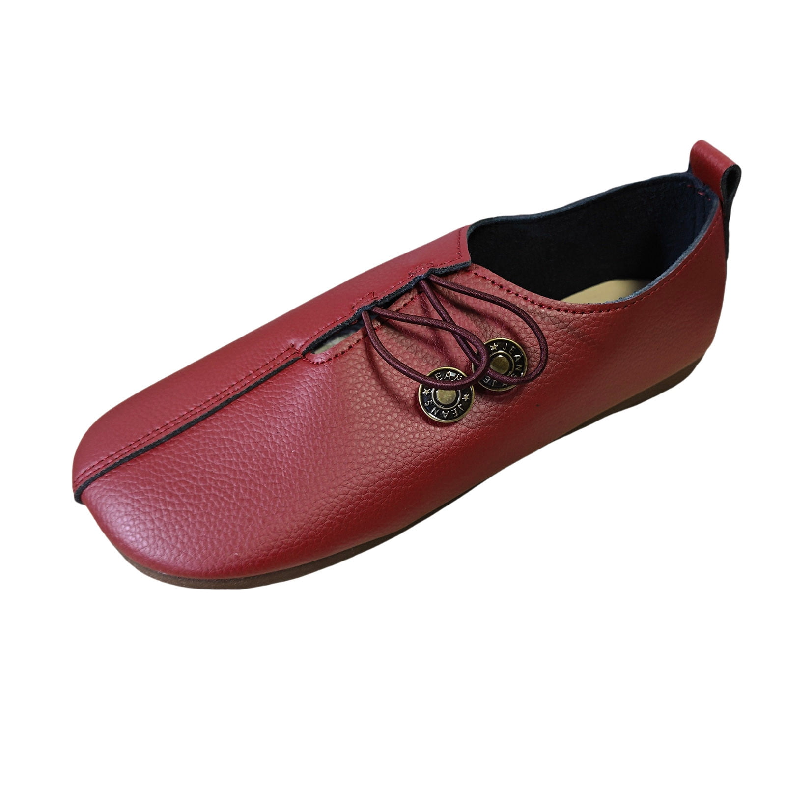 nsendm Women Shoes Adult Female Shoes Sandals Women Ladies Fashion Solid Color Leather Buckle Comfortable Flat Bottomed Leather Shoes for Women Casual Wine 8.5 Walmart